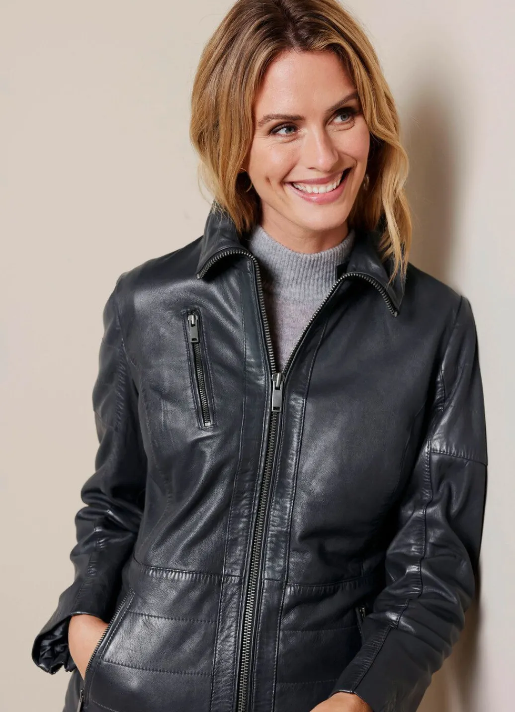 Damen Mona Lederjacken<Lederjacke mit Umlegekragen