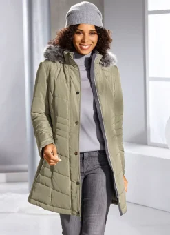 Damen Mona Winterjacken<Longjacke mit abnehmbarem Kunstpelz-Besatz