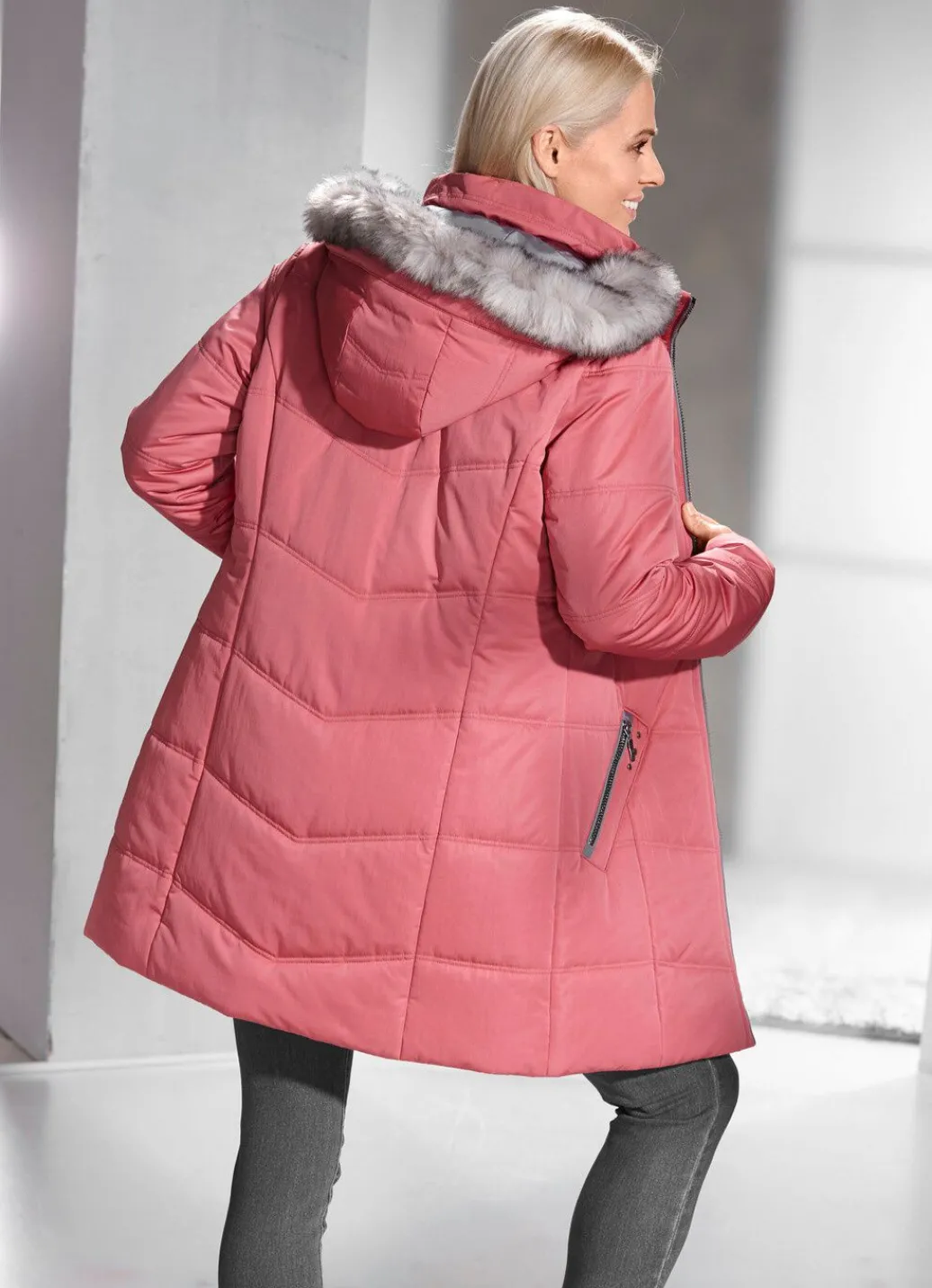 Damen Mona Winterjacken<Longjacke mit abnehmbarem Kunstpelz-Besatz