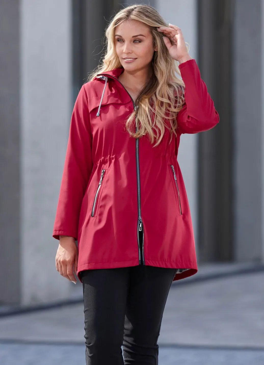 Damen Mona Übergangsjacken<Longjacke mit abnehmbarer Kapuze
