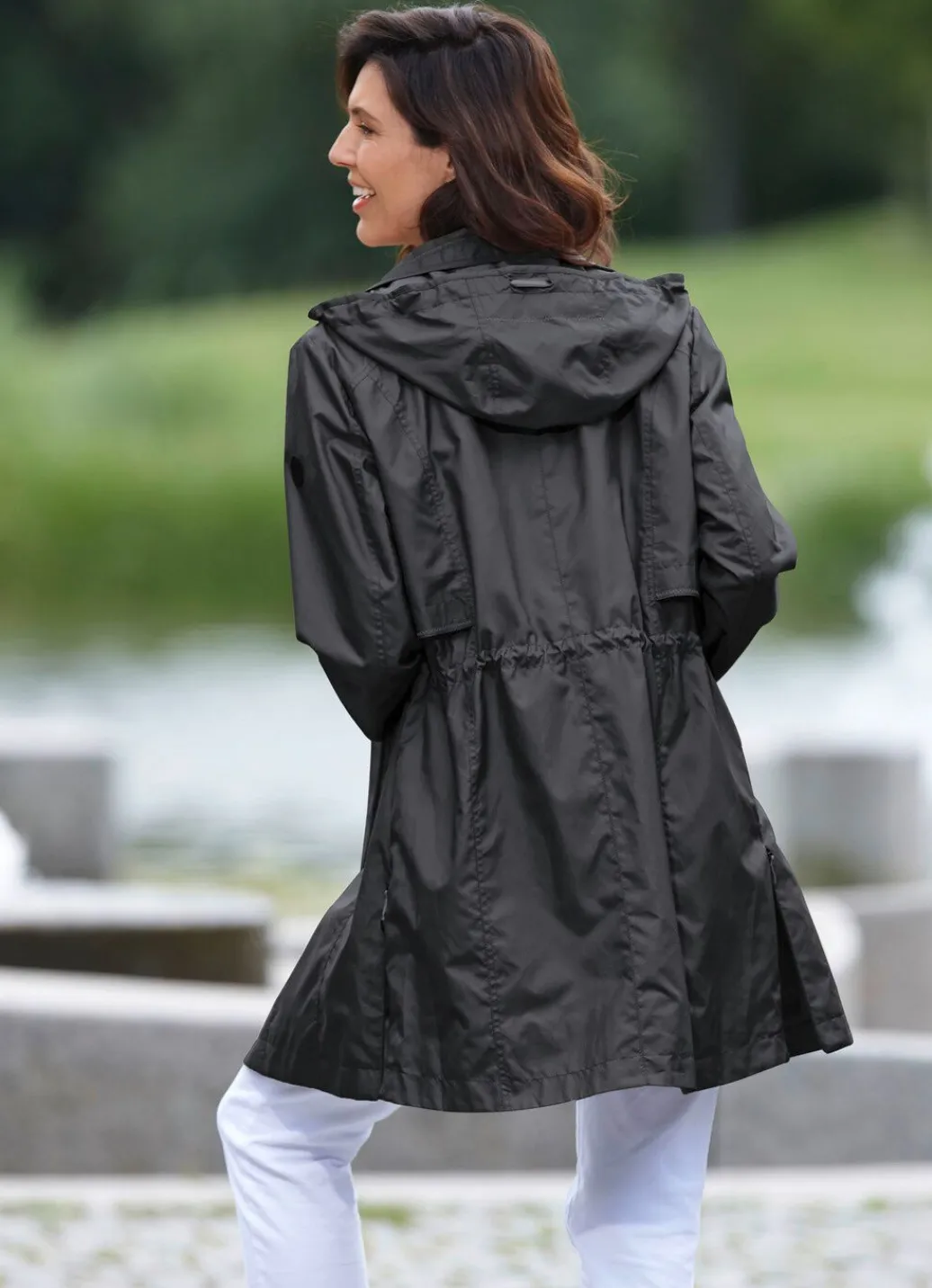 Damen Mona Übergangsjacken<Longjacke mit abnehmbarer Kapuze