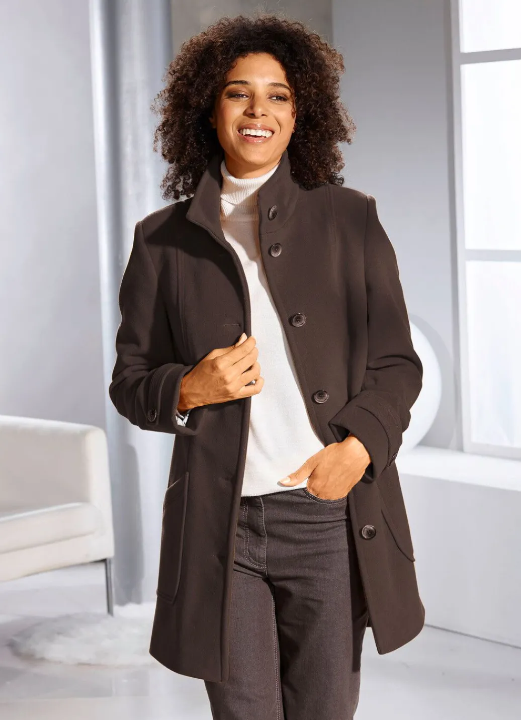 Damen Mona Wolljacken<Longjacke mit hohem Tragekomfort