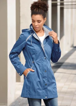 Damen Mona Übergangsjacken<Longjacke mit krempelbaren Ärmeln