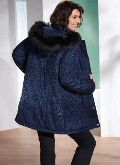Damen Mona Winterjacken<Longjacke mit Raubtierfell-Dessin