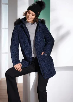 Damen Mona Winterjacken<Longjacke mit Raubtierfell-Dessin