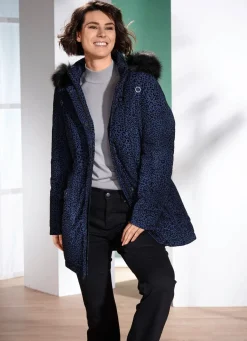 Damen Mona Winterjacken<Longjacke mit Raubtierfell-Dessin