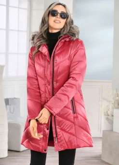 Damen Mona Winterjacken<Longjacke mit umschlagbaren Ärmeln in Kontrast