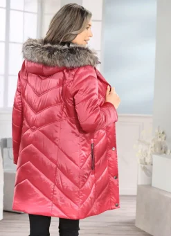 Damen Mona Winterjacken<Longjacke mit umschlagbaren Ärmeln in Kontrast