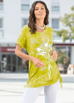 Longshirt in Batik-Optik in 2 Farben Damen Shirts Mit Strass|Kurzarm