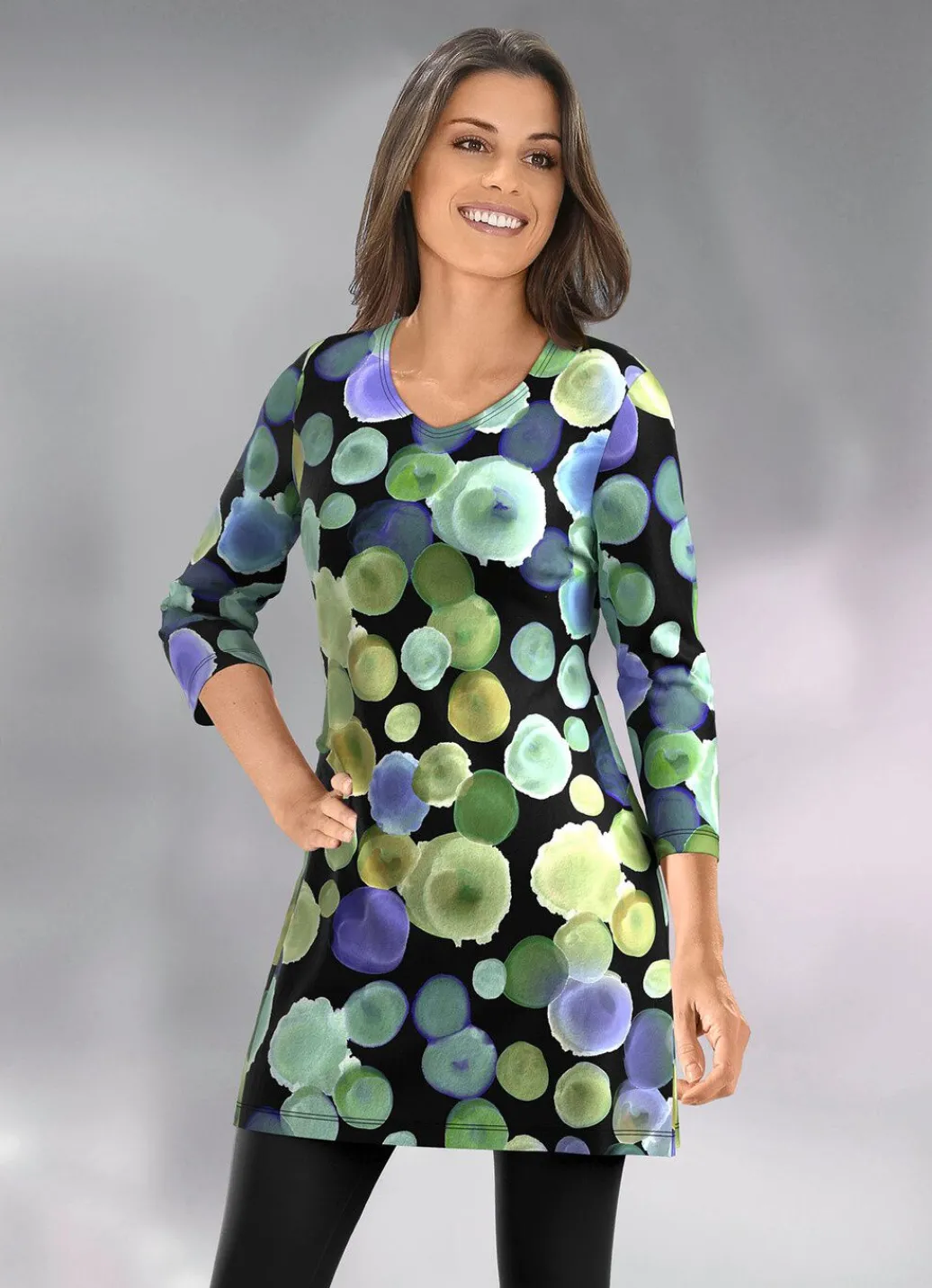 Outlet Longshirt mit farbbrillantem Allover-Druck Damen Longshirts