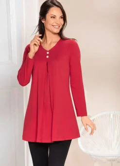 Best Longshirt mit Kellerfalte im Vorderteil in 2 Farben Damen Longshirts