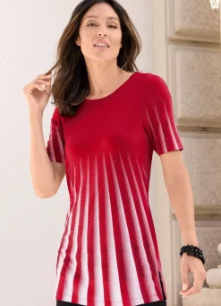Damen Mona Kurzarm<Longshirt mit Plissee-Optik