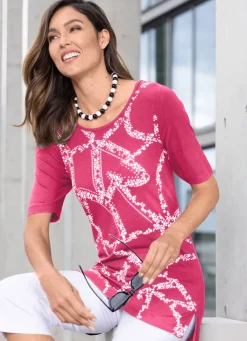 Online Longshirt mit Strasszier Damen Shirts Mit Strass|Kurzarm