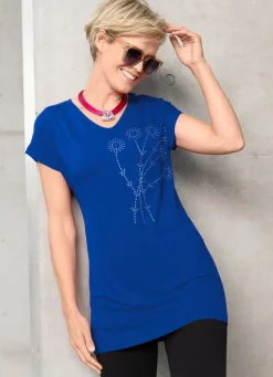 Discount Longshirt mit Strasszier Damen Shirts Mit Strass|Kurzarm