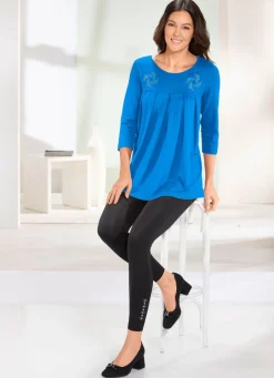 Online Longshirt mit Zierplättchen in 3 Farben Damen Langarm|Longshirts