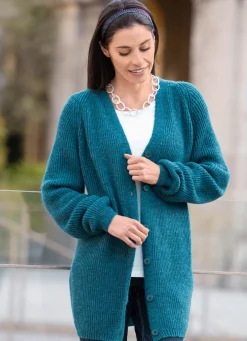 Discount Long-Strickjacke in Perlfang Damen Strickjacken|Basics