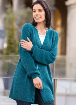 Discount Long-Strickjacke in Perlfang Damen Strickjacken|Basics