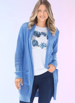 Hot Long-Strickjacke in streckender Streifenoptik Damen Strickjacken|Basics