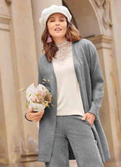Sale Long-Strickjacke mit eingesetzten Taschen Damen Strickjacken|Basics