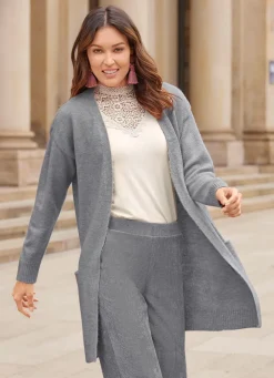 Sale Long-Strickjacke mit eingesetzten Taschen Damen Strickjacken|Basics