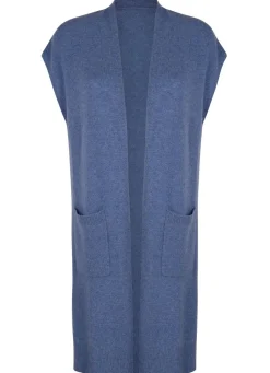 New Long-Strickweste aus Kaschmir Damen Strickwesten|Basics