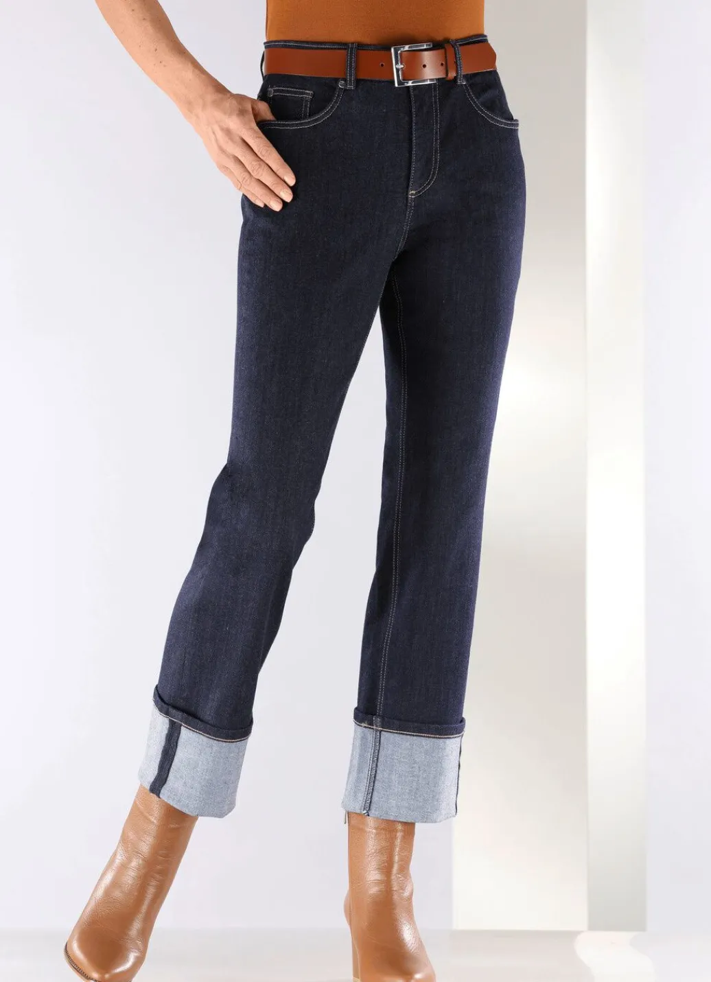 Damen Mona Lange Hosen|Jeans<Magic-Jeans mit krempelbaren Aufschlägen