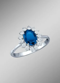Online Majestätischer Damenring mit Diamanten und echt Safir Damen Ringe