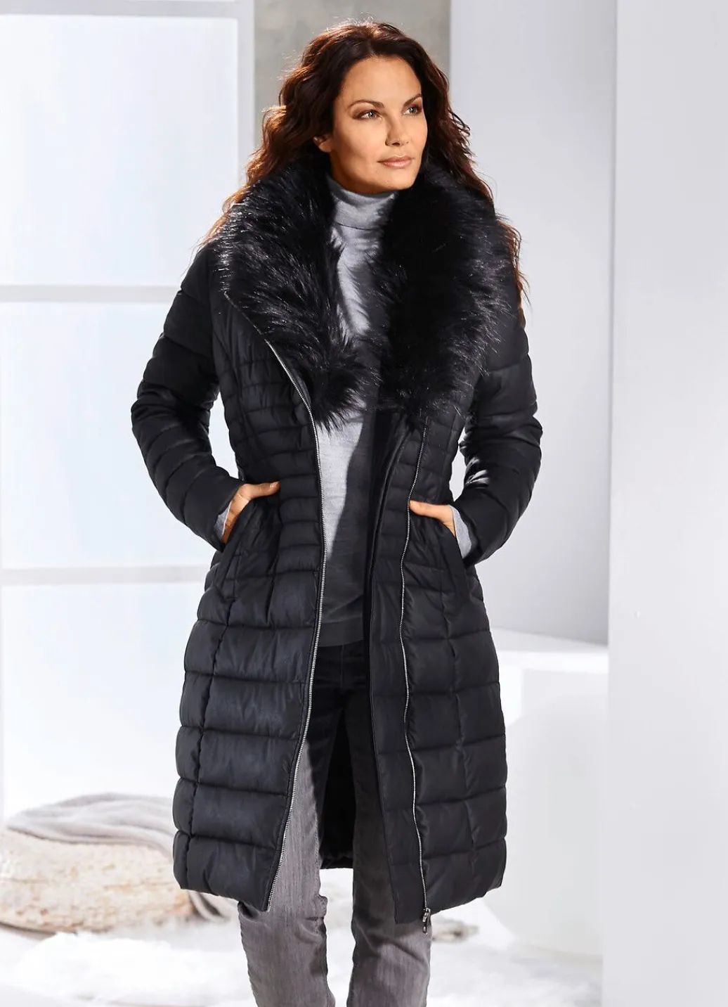 Damen Mona Wintermäntel|Lederimitatjacken<Mantel aus Nappaleder-Imitat
