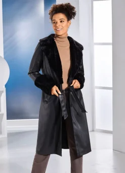 Damen Mona Wintermäntel|Lederimitatjacken<Mantel aus Nappaleder-Imitat