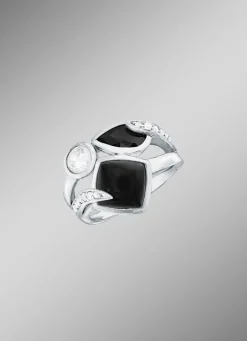 Outlet Massiver Damenring mit Onyx Damen Ringe