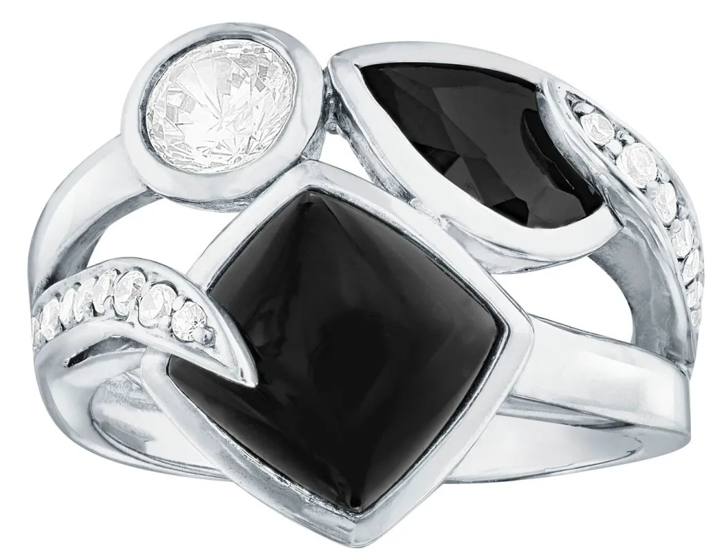 Outlet Massiver Damenring mit Onyx Damen Ringe