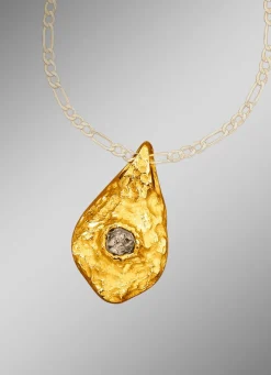 Outlet Massiver handgearbeiteter Anhänger mit Rohdiamant Herren Anhänger