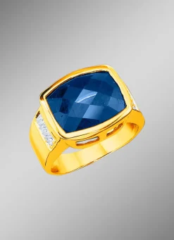 Clearance Massiver Herrenring mit Safir und Diamanten Herren Ringe