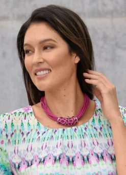 Outlet Mehrreihige, farbene Halskette Damen Modeschmuck|Halsketten