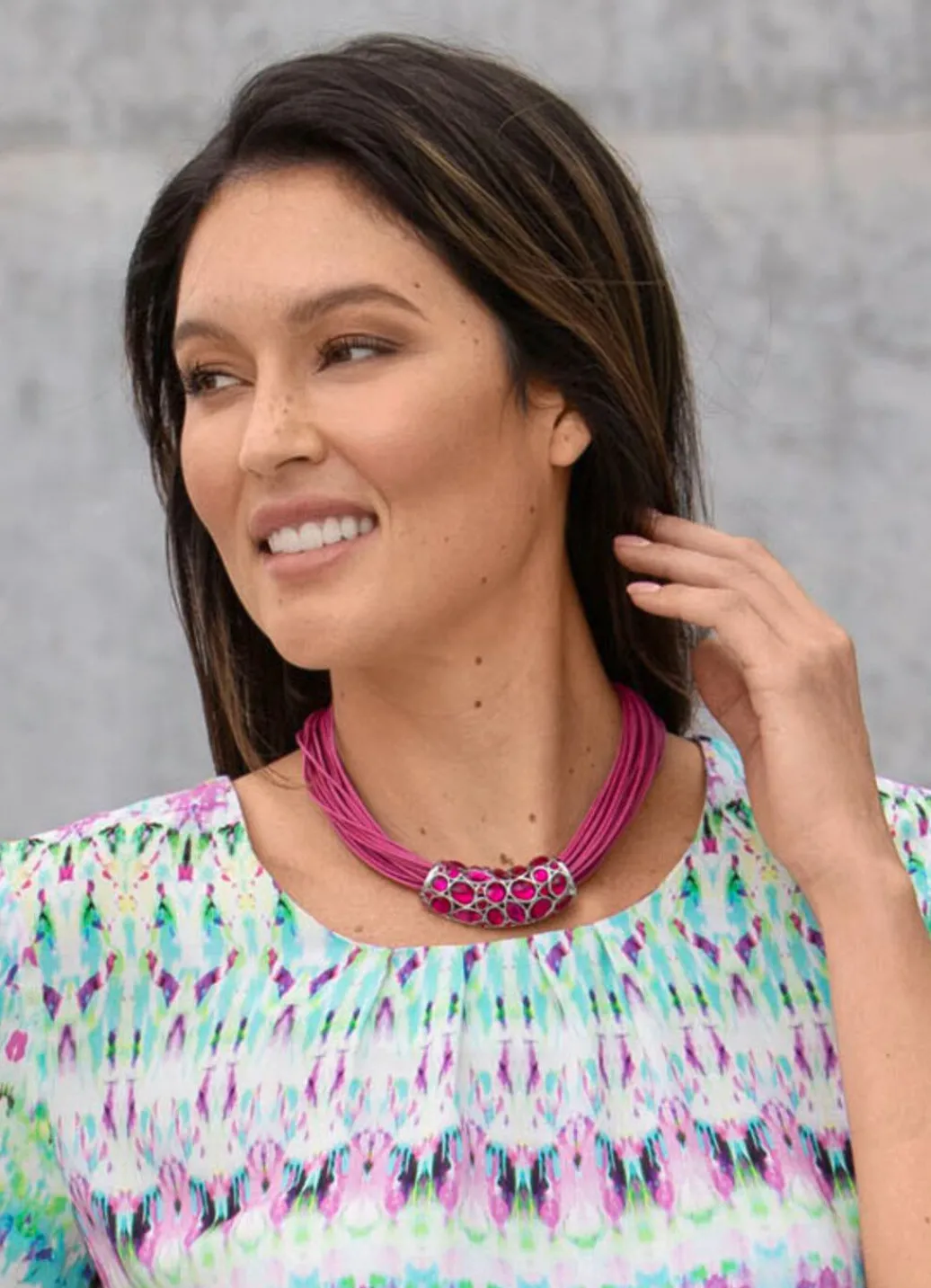 Outlet Mehrreihige, farbene Halskette Damen Modeschmuck|Halsketten