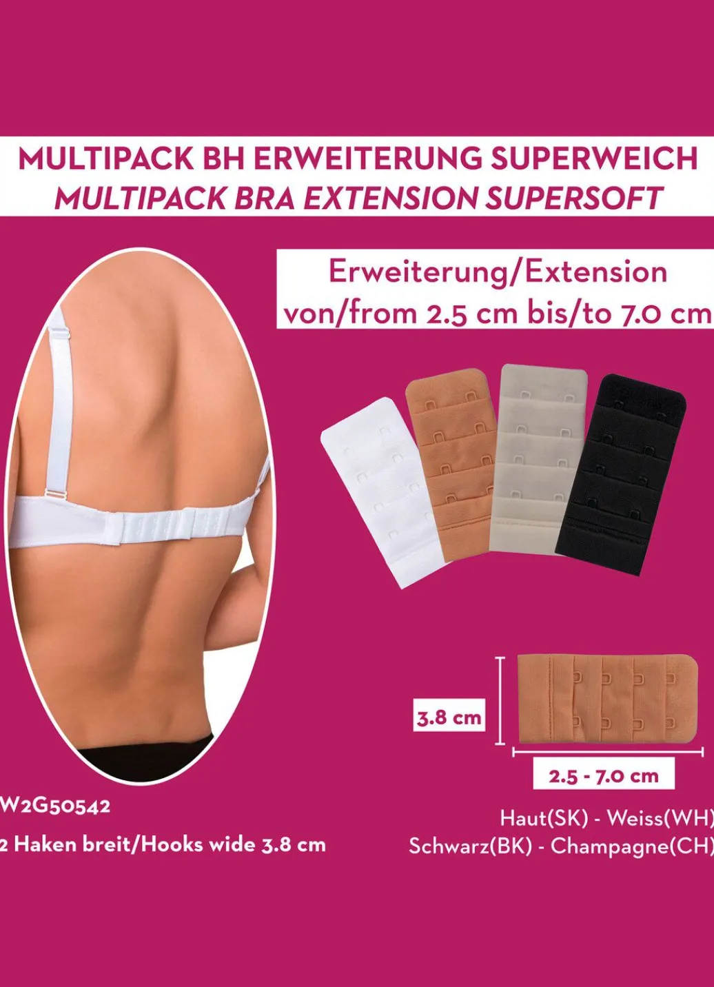 Clearance Miss Perfect Wow 2 Go Viererpack BH-Verlängerungen Damen Vorderverschluss-Bh|T-Shirt-Bh