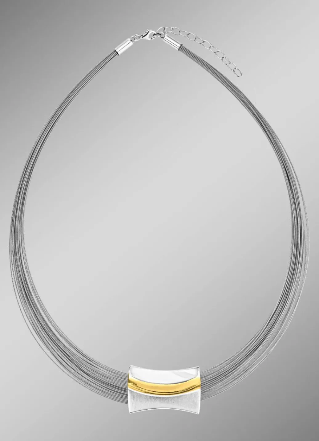 Clearance Moderne Garnitur in Bicolor aus Silber 925/- fein und Stahl Damen Halsketten|Armbänder