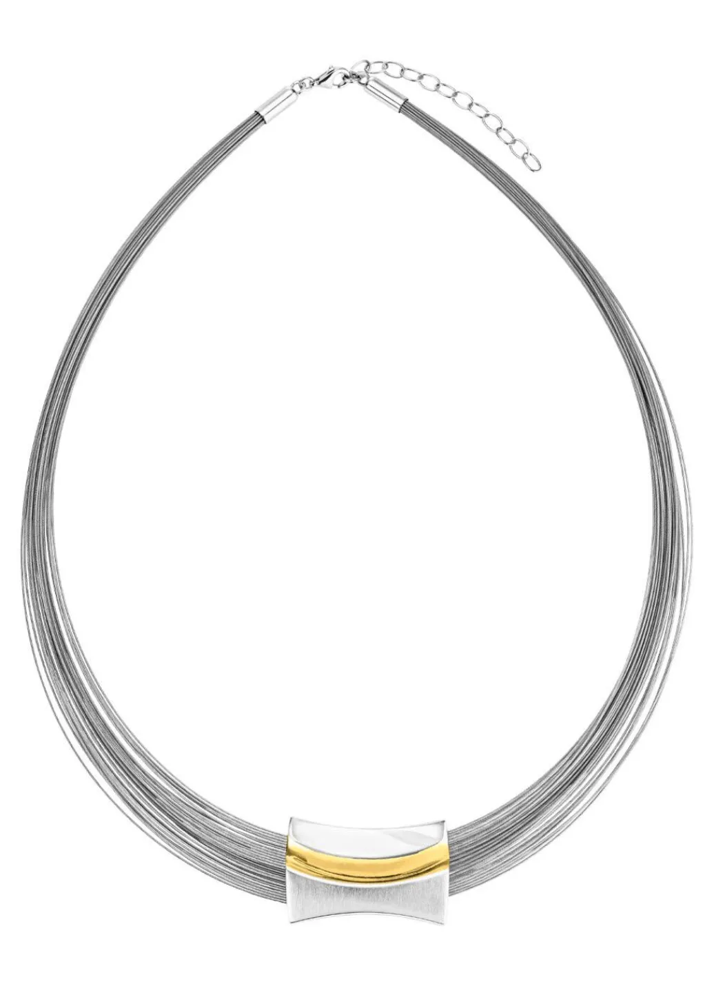 Clearance Moderne Garnitur in Bicolor aus Silber 925/- fein und Stahl Damen Halsketten|Armbänder