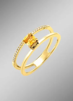 New Moderner Damenring mit Citrin und Brillanten Damen Ringe