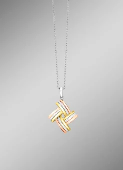 Outlet Modischer Knoten-Anhänger in Tricolor mit Ankerkette Damen Anhänger