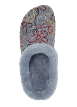 Best Mubb Wollfilz-Pantoffel mit bunter Blüten-Stickerei Damen Hausschuhe