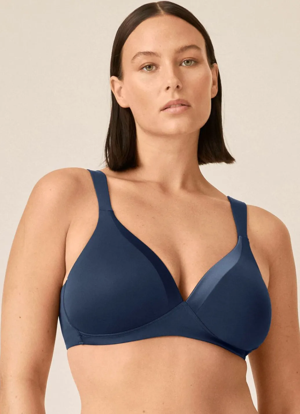Naturana BH mit Satinblende am Dekolleté Damen T-Shirt-Bh|Bh Ohne Bügel