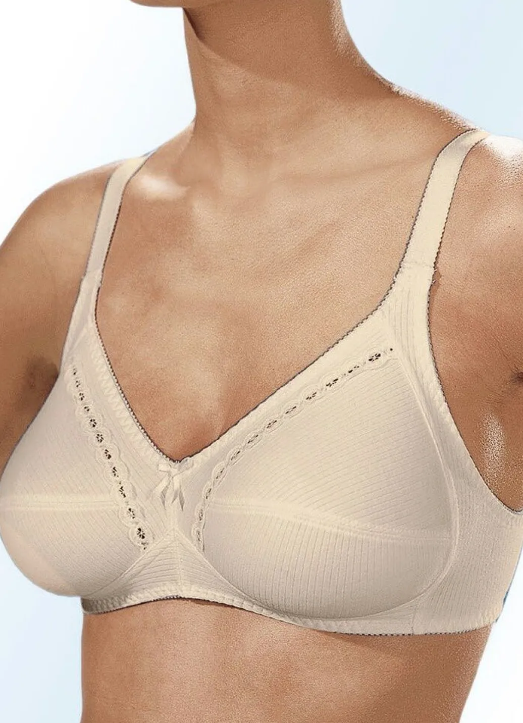 Online Naturana Zweierpack BH mit dekorativem Spitzenband in den Cups Damen Bh Ohne Bügel