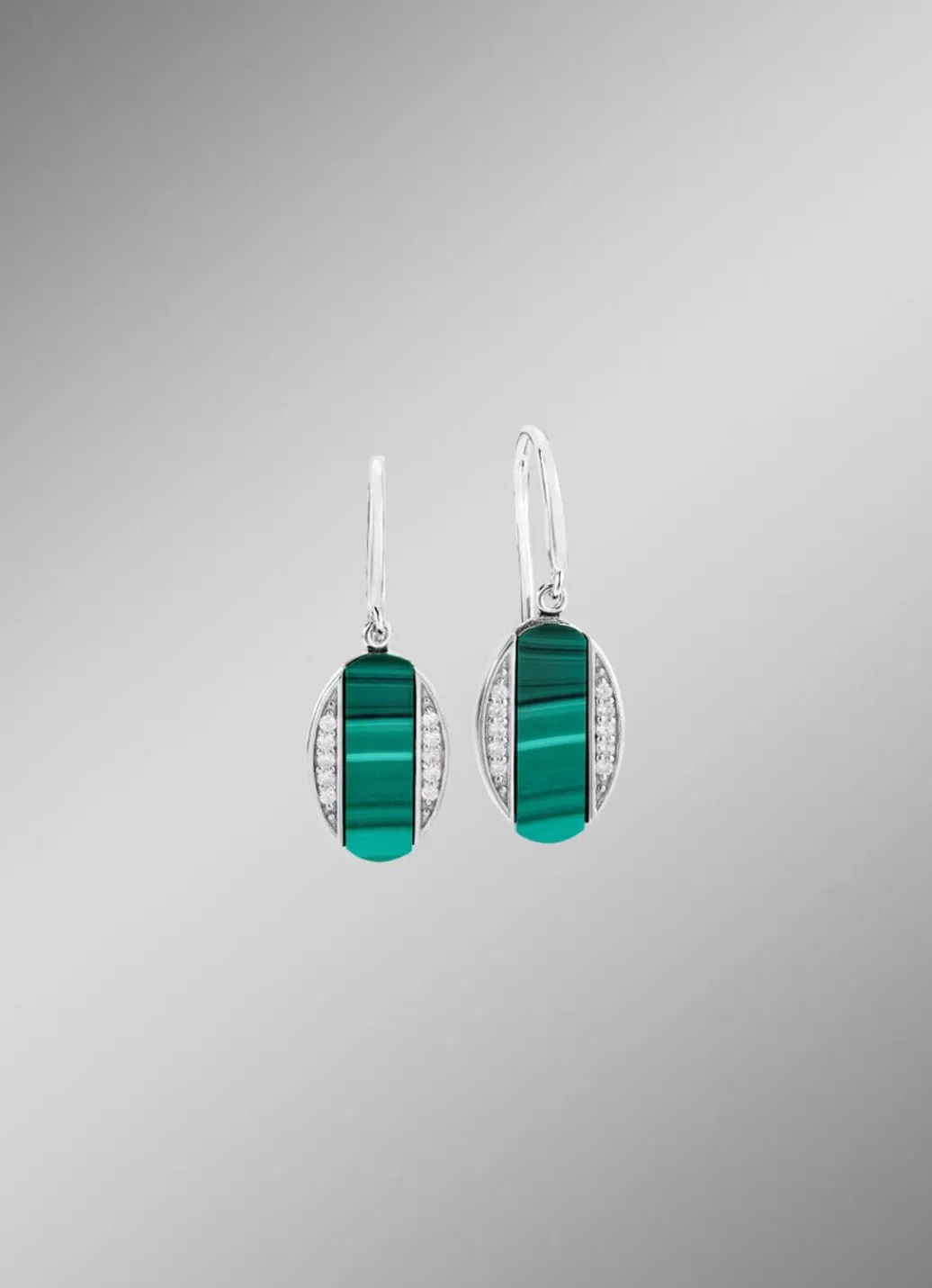Damen Mona Ohrschmuck<Ohrhaken mit Zirkonia und Malachit-
