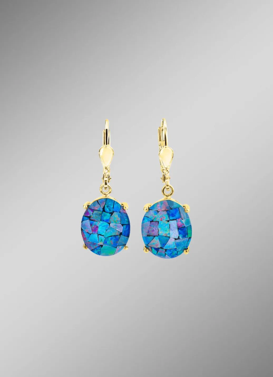Hot Ohrringe mit Mosaik-Opaltriplette, beh. Damen Ohrschmuck