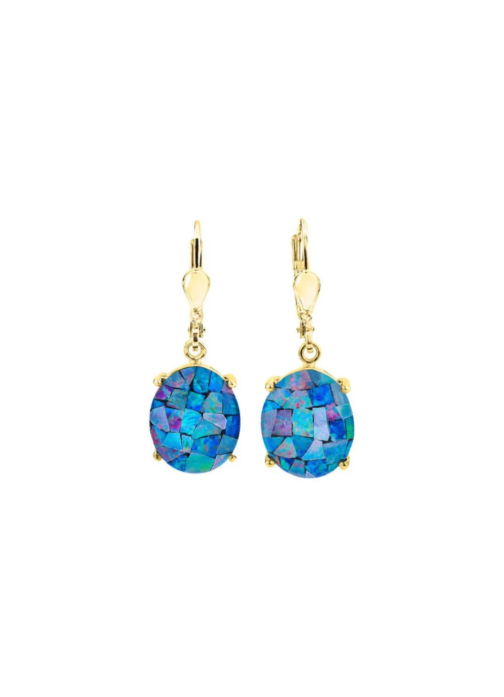Hot Ohrringe mit Mosaik-Opaltriplette, beh. Damen Ohrschmuck