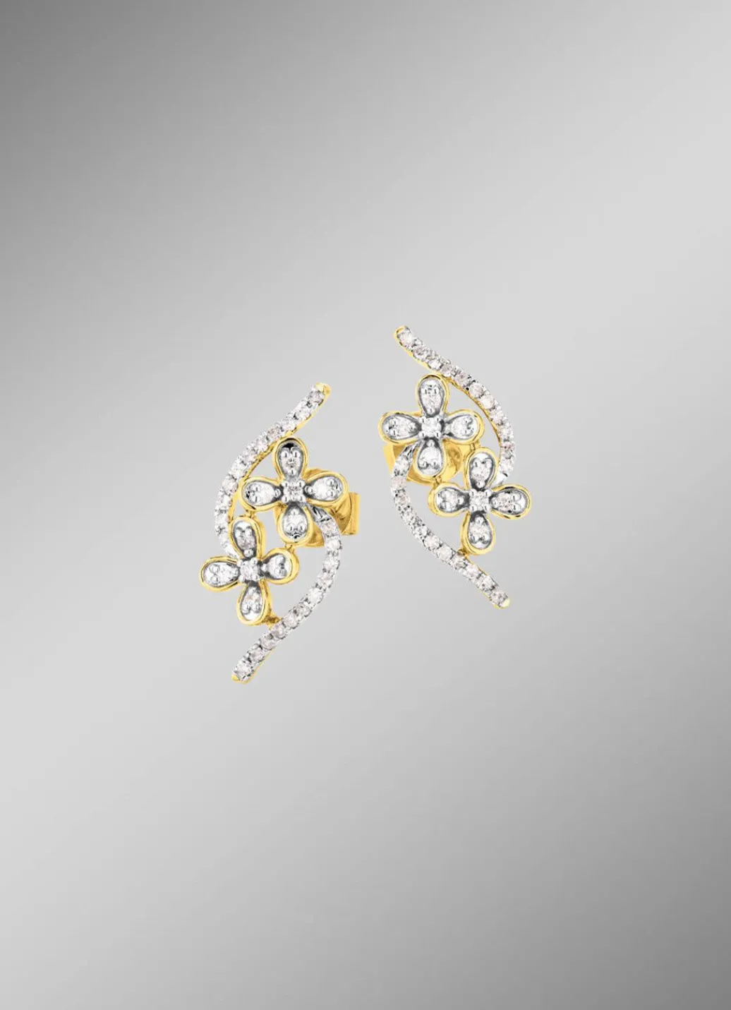 Damen Mona Ohrschmuck<Ohrstecker im Blumen-Design, 20 Brillanten, 44 Diamanten