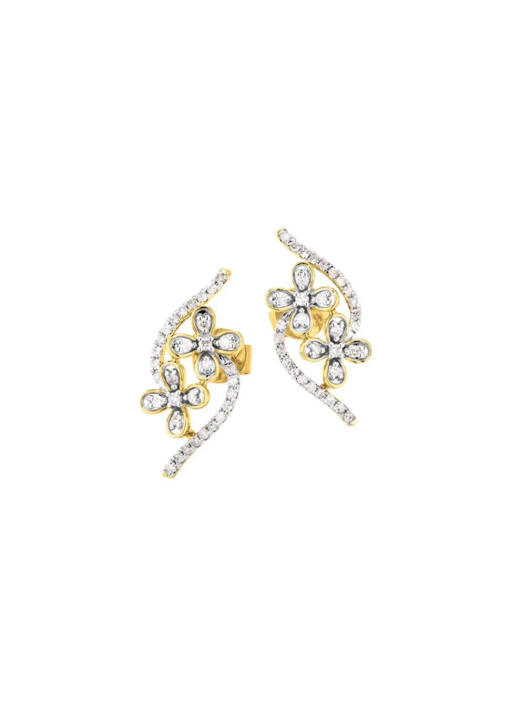 Damen Mona Ohrschmuck<Ohrstecker im Blumen-Design, 20 Brillanten, 44 Diamanten