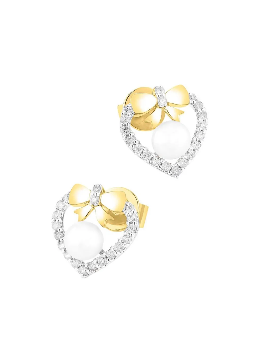 Damen Mona Ohrschmuck<Ohrstecker mit 38 Brillanten und Süßwasser-Zuchtperlen