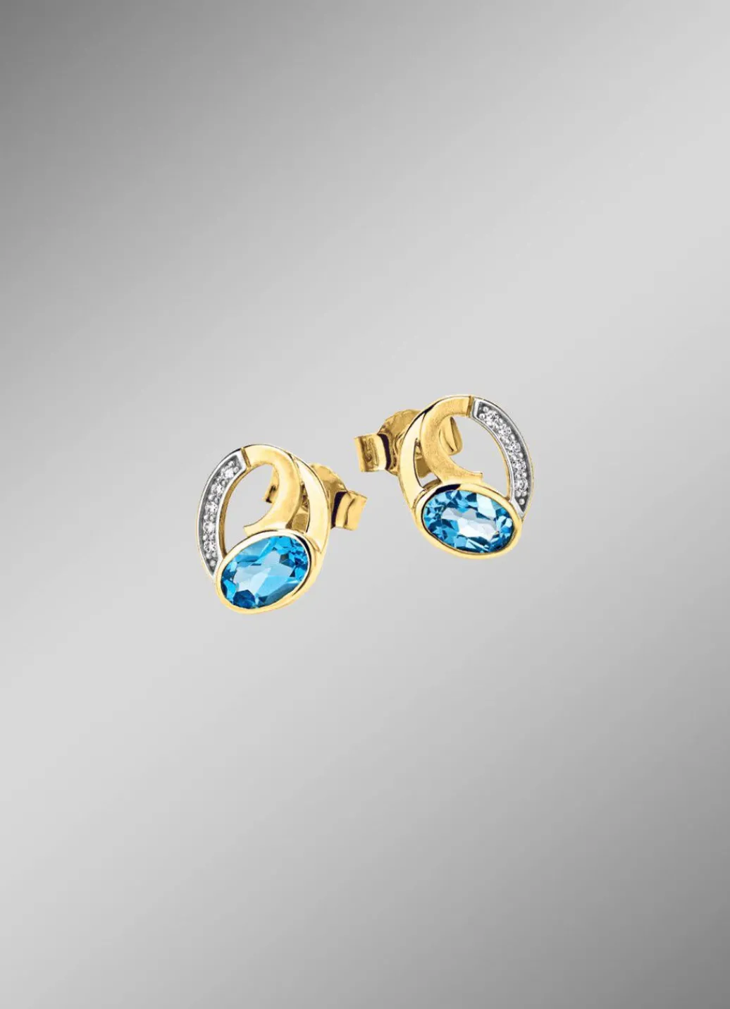 Damen Mona Ohrschmuck<Ohrstecker mit Blautopas und Zirkonia